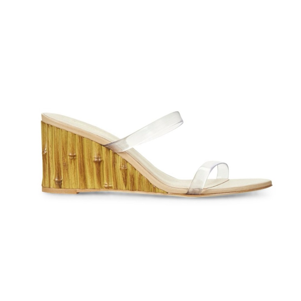 CULT GAIA LIZ CLEAR VINYL SANDALS WITH BAMBOO WEDGE HEEL SIZE EU 38/8